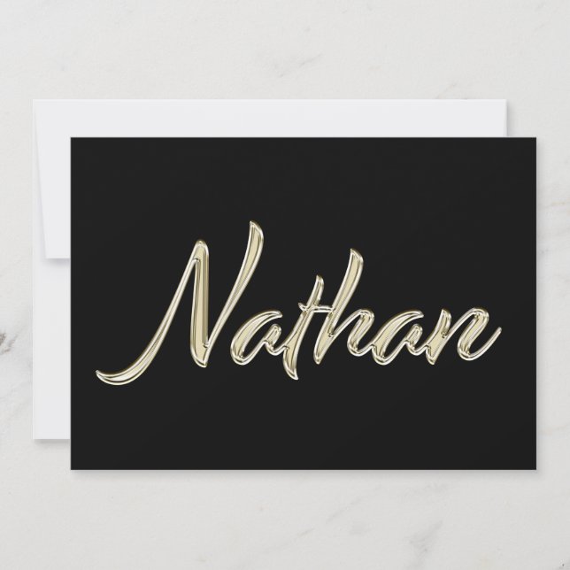 Nathan Name white gold Handwriting Karte Kort (Framsida)