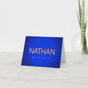 Nathan namn i glödande neonljus kort