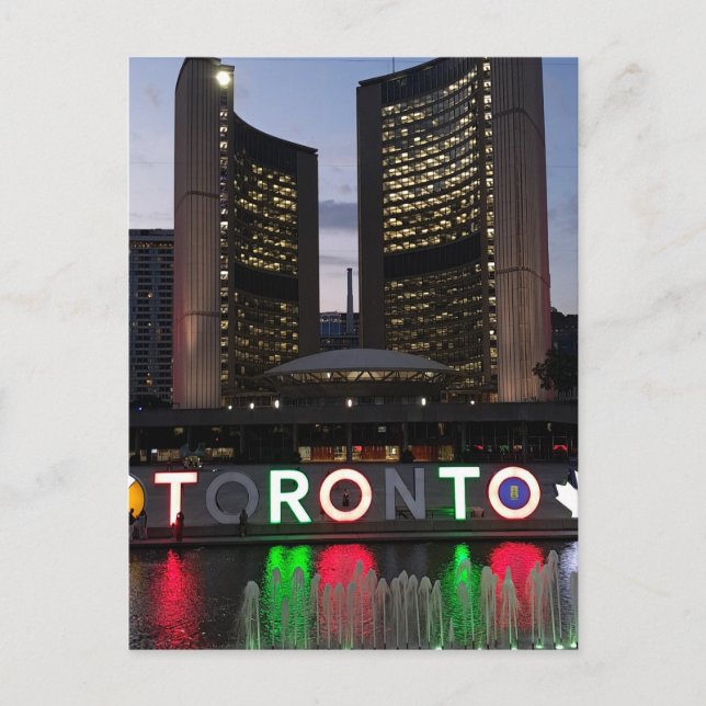 Nathan Phillips Square nattvy Toronto, Kanada Vykort (Framsida)