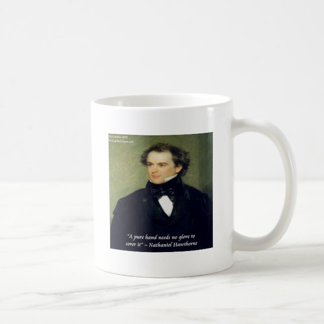 Nathaniel Hawthorne "Pure Händer" Wisdom Quote Kaffemugg (Höger)