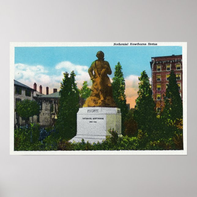 Nathaniel Hawthorne Statue View Poster (Framsidan)