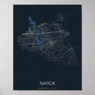 Natick Massachusetts Gatukarta Poster (Natt)