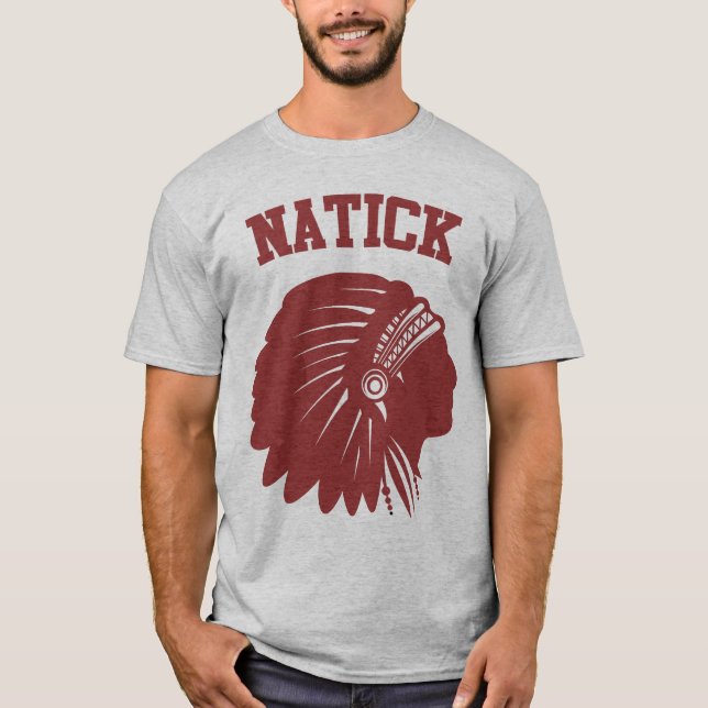 Natick Redmen Throwbackskjorta Tee Shirt (Framsida)