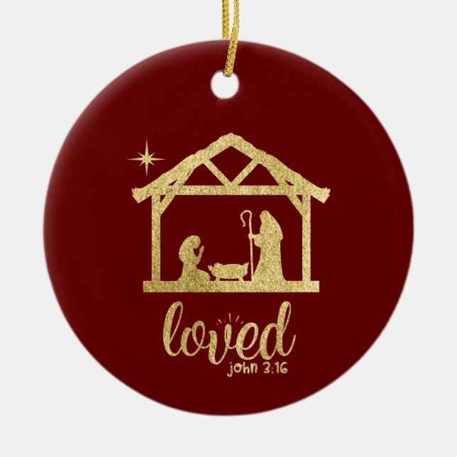 Natimanger Jesus Kärlek Christian Jul Julgransprydnad Keramik (Framsidan)