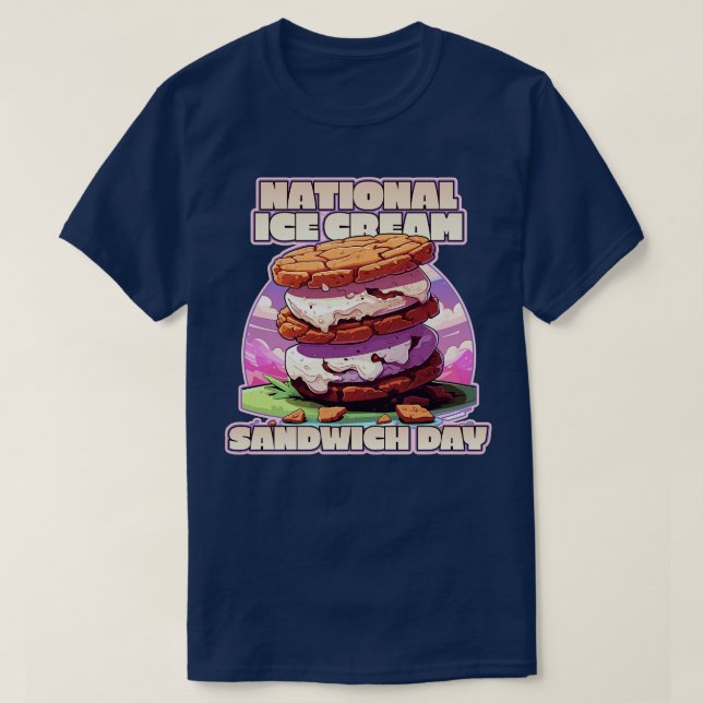 Nation Ice Cream Sandwich Day Ice Cream Älskare De T Shirt (Design framsida)