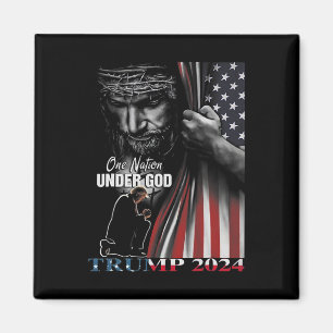 Nation under Gud Trump 2024 Guds amerikanska Flagg Magnet