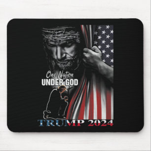 Nation under Gud Trump 2024 Guds amerikanska Flagg Musmatta