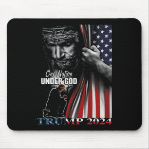 Nation under Gud Trump 2024 Guds amerikanska Flagg Musmatta