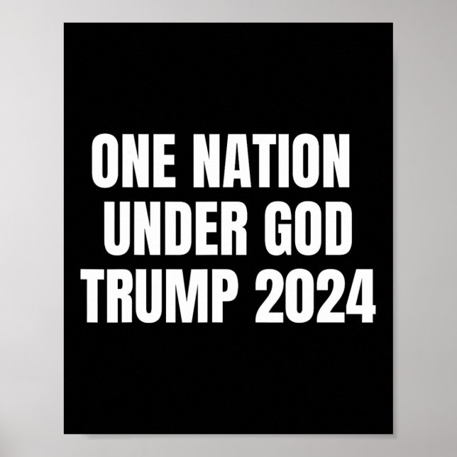 Nation under Gud Trump 2024 Guds amerikanska Flagg Poster (Framsidan)