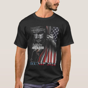 Nation under Gud Trump 2024 Guds amerikanska Flagg T Shirt
