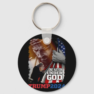 Nation under Guds president Trump 2024 America Chr Nyckelring