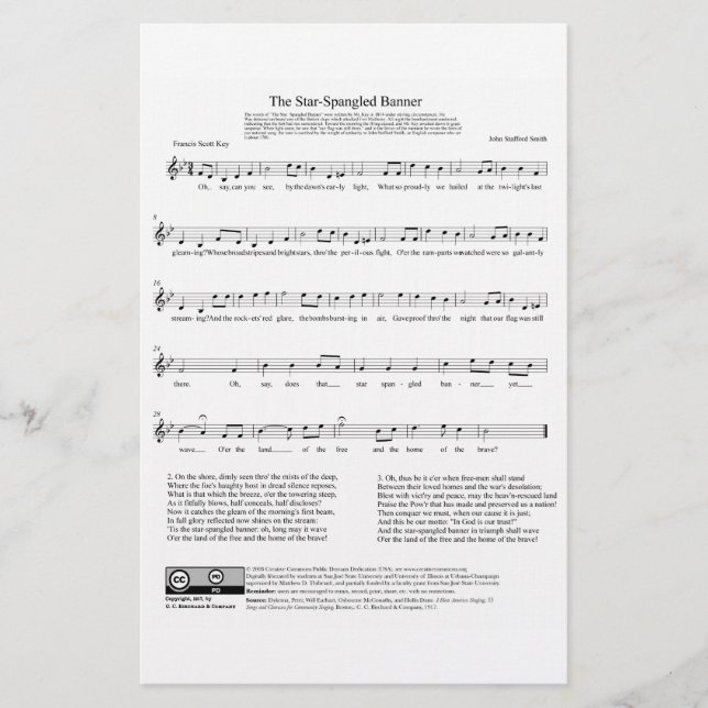 National Anthem Music Lakan, stjärnspridd banderol Brevpapper (Framsida)