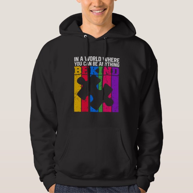 National Autism Awareness Acceptance Be Kind Autis Hoodie (Framsida)