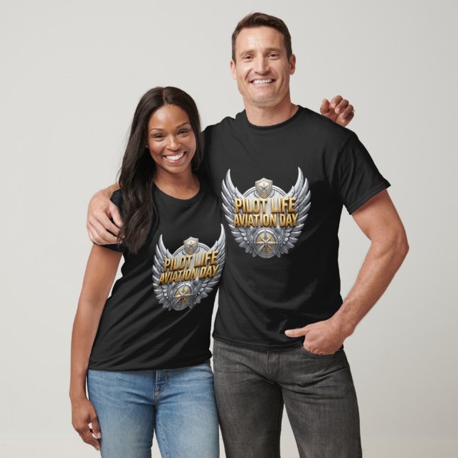 National Aviation Day Pilot Life 3D Silver Wings t Shirt (Unisex)