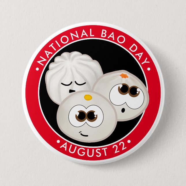 National Bao Day, söt kawaii-dumplag Knapp (Framsida)
