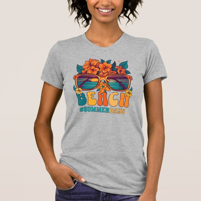 National Beach Day, tropiska blommor T Shirt (Framsida)