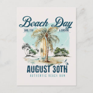 National Beach Day, vintage surfboard Vykort
