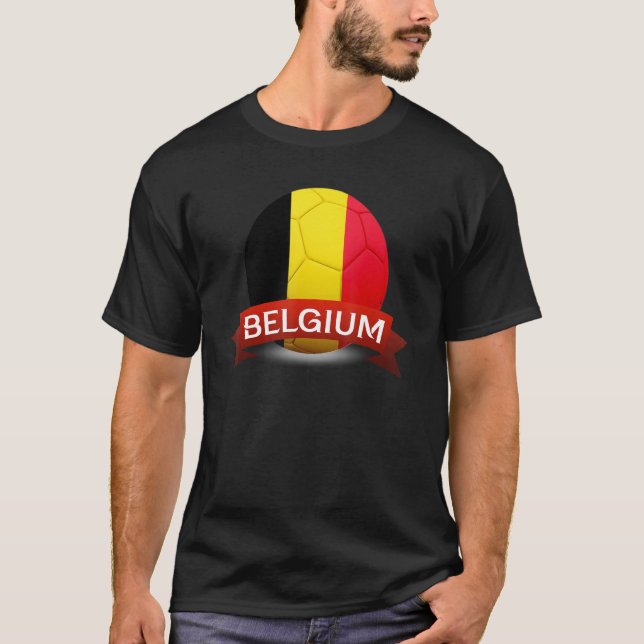 National Belgium Flag Belgian Football Fan Soccer  T Shirt (Framsida)