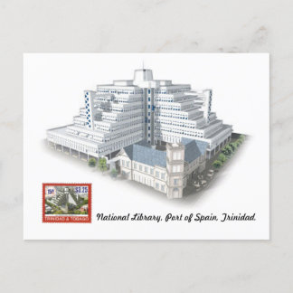 National Bibliotek, Port of Spain, Trinidad Postca Vykort