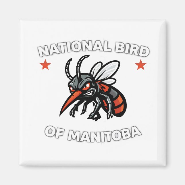 National Bird of Manitoba Funny Mosquito 2" Square Magnet (Framsidan)