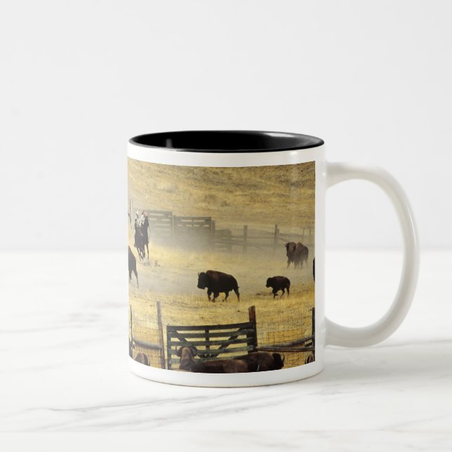 National Bison Range Roundup i Montana Två-Tonad Mugg (Höger)