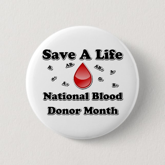 National Blood Donor Month - Spara A Life Knapp (Framsida)