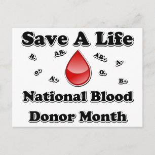 National Blood Donor Month - Spara A Life Vykort