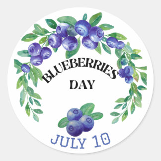 National Blueberries Day July Runt Klistermärke
