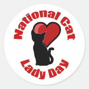 National Cat Dam Day Runt Klistermärke