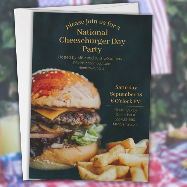 National Cheeseburger Day-fest Inbjudningar (National Cheeseburger Day Party Invitation)