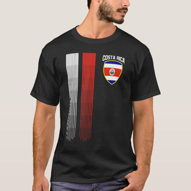 National Costa Rica Flag Rican Football Fan Soccer T Shirt (Framsida)