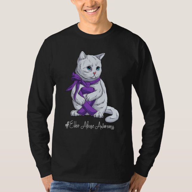 National Elder Abuse Awareness Month Purple Ribbon T Shirt (Framsida)