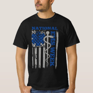 National EMS Week USA flagga Akut Medical Servi T Shirt