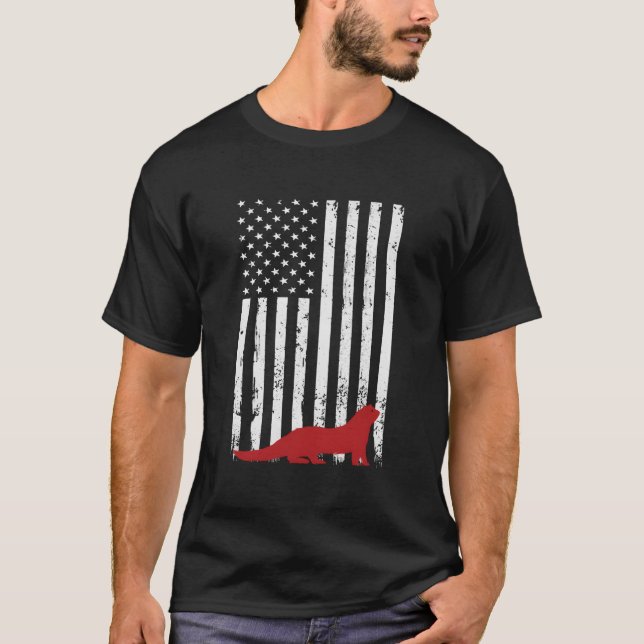 National Ferret Day 4Th July Usa Flag Ferret T Shirt (Framsida)
