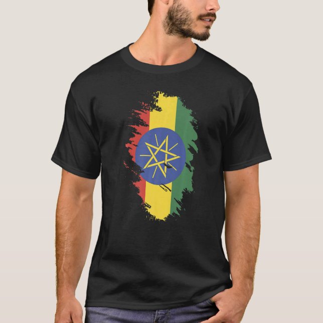 National Flag of Ethiopia souvenir  for men women  T Shirt (Framsida)