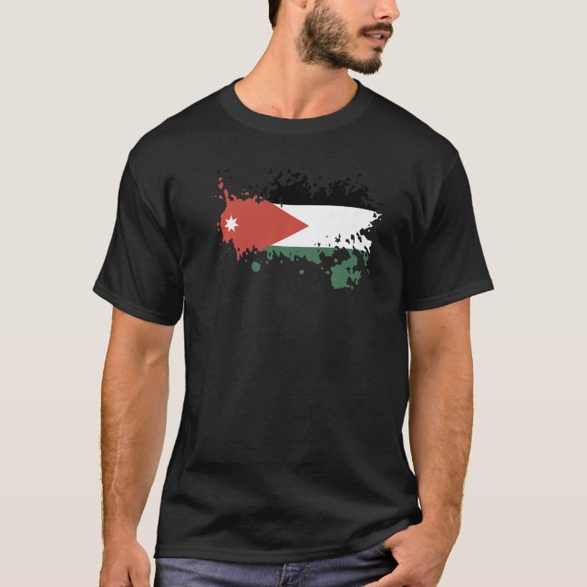 National Flag of Jordan souvenir  for men women T Shirt (Framsida)