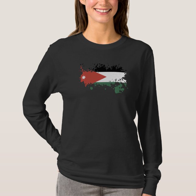 National Flag of Jordan souvenir  for men women T Shirt (Framsida)