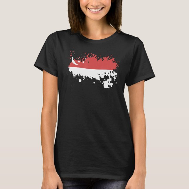 National Flag of Singapore souvenir   for men wome T Shirt (Framsida)