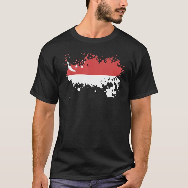 National Flag of Singapore souvenir   for men wome T Shirt (Framsida)