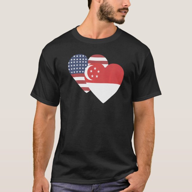 National Flag of Singapore souvenir  for men women T Shirt (Framsida)