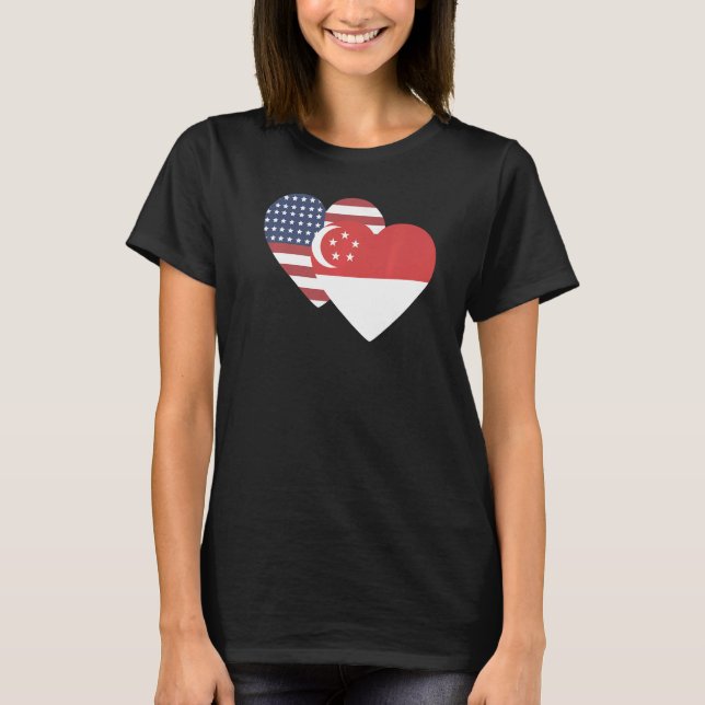 National Flag of Singapore souvenir  for men women T Shirt (Framsida)
