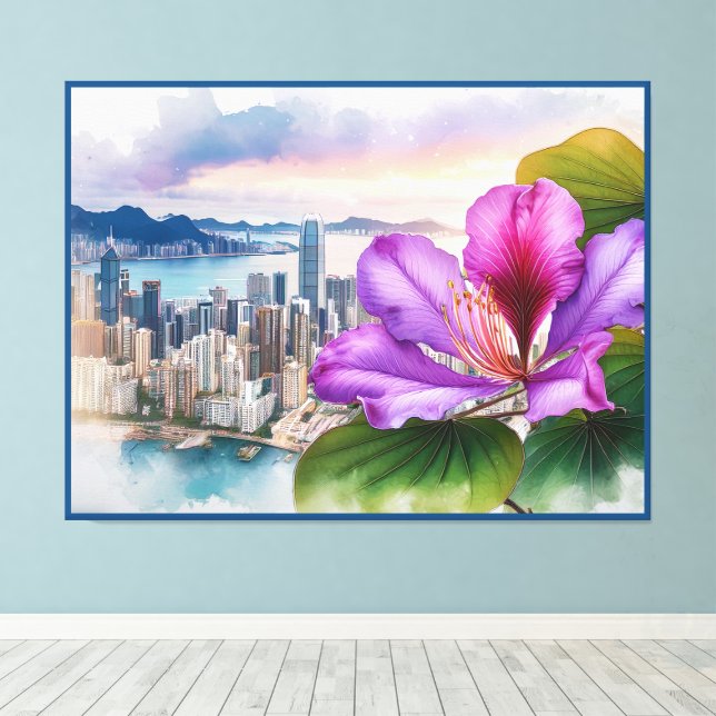 National Flower Bauhinia (Hongkong) | Canvastryck (Insitu (trägolv))