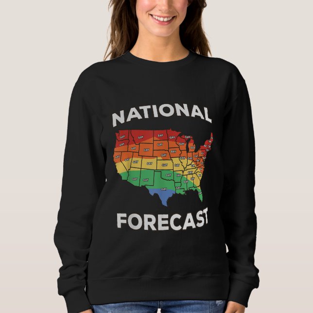 National Forecast American Rainbow Karta Gay Pri T Shirt (Framsida)