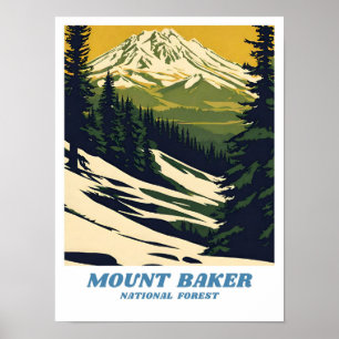 National Forest Illor-retro Cla från Mount Baker Poster