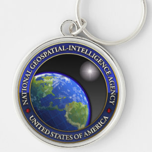 National Geospatial-Intelligence Agency (NGA) Rund Silverfärgad Nyckelring