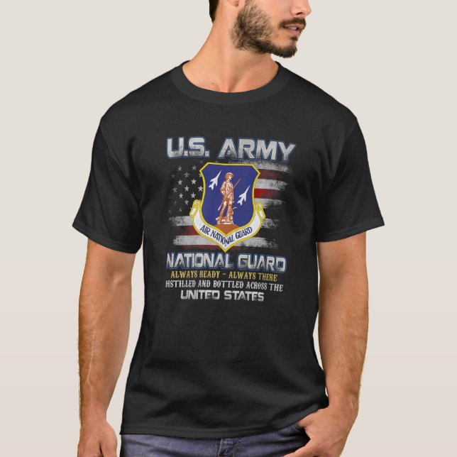National Guard Veteran Alltid Redots militära Flag T Shirt (Framsida)