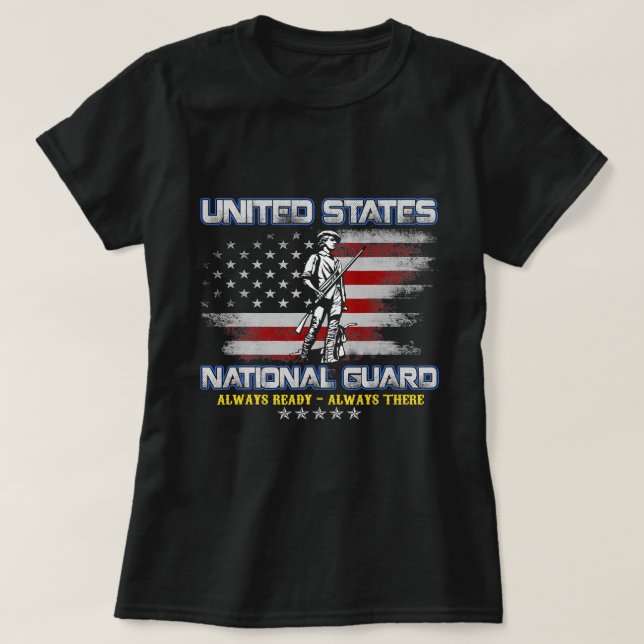 National Guard Veteran Always Redo American Flagga T Shirt (Design framsida)
