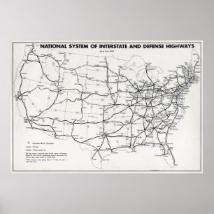 NATIONAL HIGHWAY KARTA 1958 POSTER