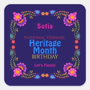 National Hispanic Heritage Birthday Colorful Flor Fyrkantigt Klistermärke