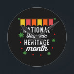National Hispanic Heritage Month Funny Gift Rund Klocka<br><div class="desc">National Hispanic Heritage Month Funny Gift hispanic, latinos, Arv, latina, spansk, vintage, retro, mexikan, kultur, mexico, flaggor, stolt, gifts, pride, latinamerika, oberoende, land, nationell historienarvsmånad, 2021, regnbåge</div>